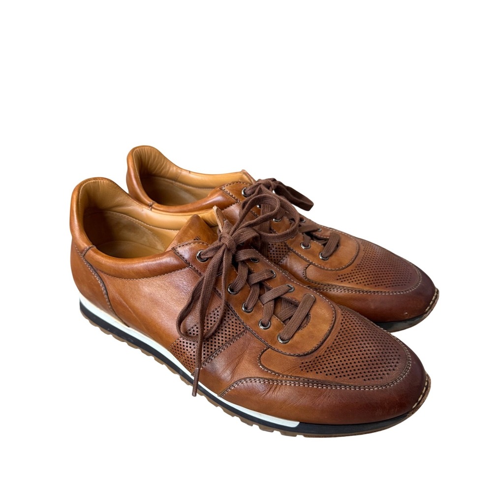 Magnanni Lizandro Leather Dress Sneakers Brown EU44 US11 Portugal‎
